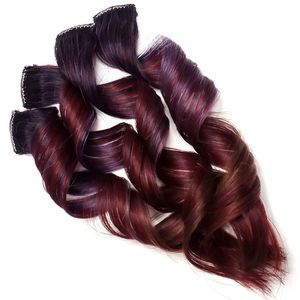 Remy Clip in Human Hair Extensions 10 inch Purple and Burgundy Ombre